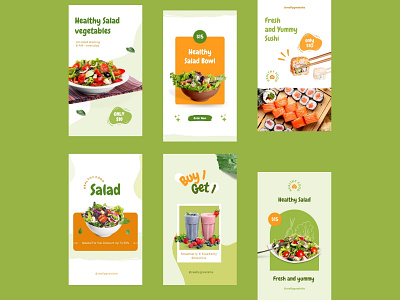 Canva - Healthy Food Instagram Stories Social Media Templates branding canva template design food green healthy healthy food instagram post instagram template layout layout design