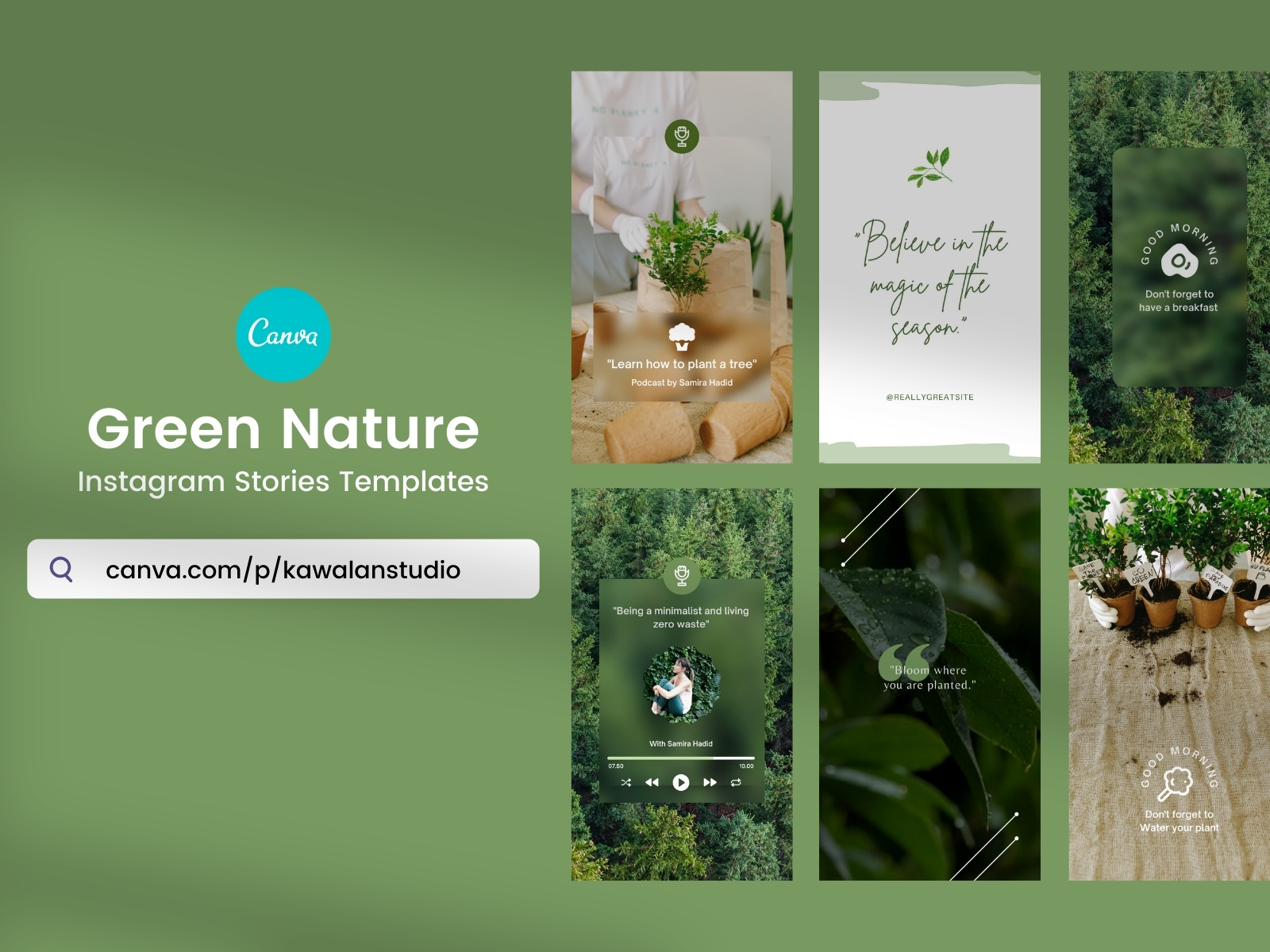 Canva Green Nature Instagram Stories Template by Kawalan Studio on