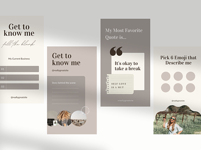 Canva Templates - Get To Know Me Instagram Stories Templates branding canva template design instagram post instagram template layout layout design
