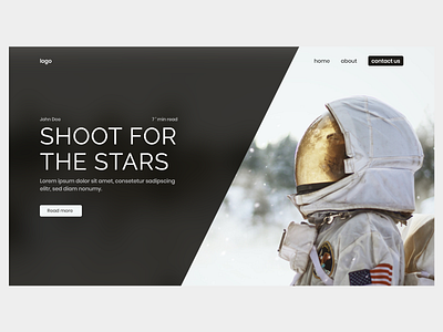 Shoot for the stars design homepage landing page mockup space ui web