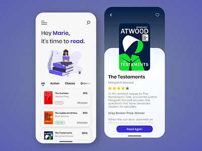 Book reader app - Mobile app. adobe xd app app design book books design interface ios mobile mockup reader ui ux