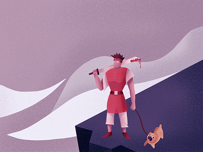 A Guy And His Dog clouds dog guy illsutration mountain procreate sword