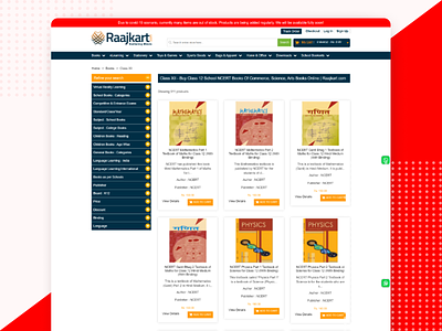 Raajkart - Stationary E-commerce for Schools design e commerce ecommerce landing page ui ux website