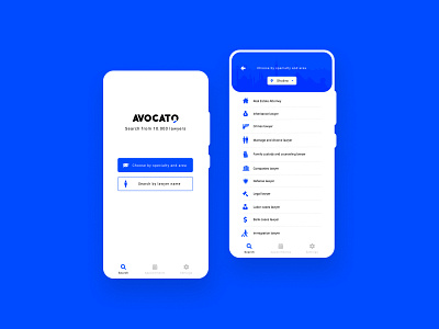 Avocato UI app blue design law logo mobile phone ui ux white