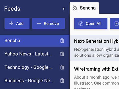 Sencha Theming Contest - First Place Winner extjs material material design rss sencha theme