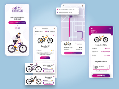 Bike Sharing Mobile Application accessories adobexd biztech biztechcs cycle cycle booking hire bike hire cycle mobile app mobile app design mobile design mobile ui photoshop ride sharing ui ui design ux ux concept ux design xd