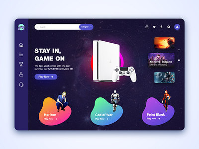 Game Website Home Page biztech biztechcs game design games gameui photoshop playstation ui uidesign ux uxdesign uxstrategy website design