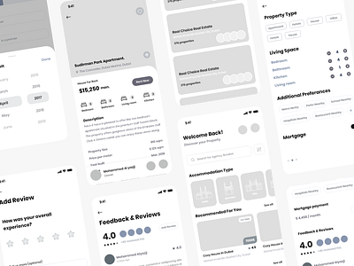 Real Estate App - HiFi Wireframes mobile app ui uidesign ux ux ui wireframe