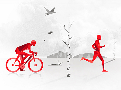 Red Athlete athlete bike identity illustration nature runner sport