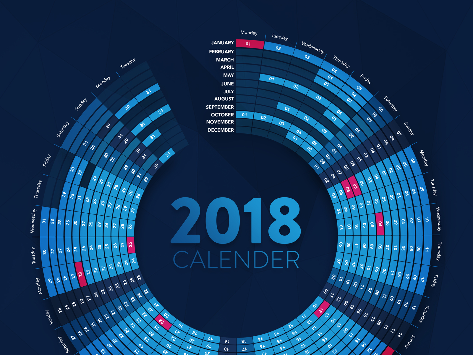 Holiday Calender 2018 by Rohan Benjamin on Dribbble