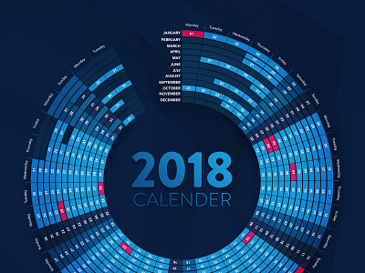 Holiday Calender 2018 branding icon illustration user interface design ux