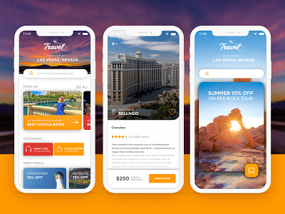 Travel Industry Mobile Apps Theme V1.2 app design hotel interface las vegas travel ui design user interface design ux