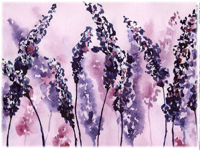 Lavender. Watercolor set.