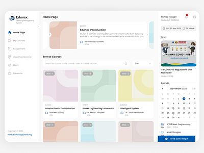 Student Learning Management System - Redesign Edunex ITB clean dashboard design figma indonesia learning learning management system lms modern product design student ui uiux ux