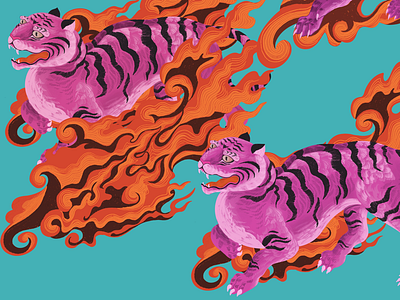 Sky blue art digital illustration digital painting fire illustration procreate tiger