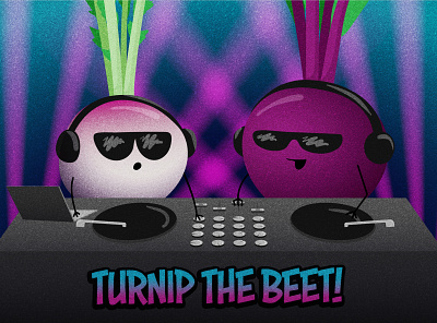 Turnip the Beet! beet dj food food illustration grainy texture illustration pun puns turnip vegetable veggies
