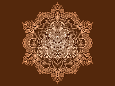 Morning Coffee Mandala brown digital art geometric hand drawn henna symmetry