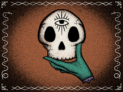 Voodoo Skull/Hello Dribbble! bones day of the dead debut eye halloween hand skeleton skull symbols voodoo vudu