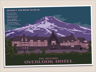 Overlook Hotel Postcard | Rebound horror illustration mountain movie national park service postcard rebound the shining