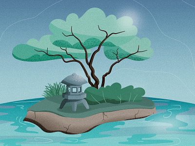 Japanese Gardens garden illustration illustrator island japanese nature tree water