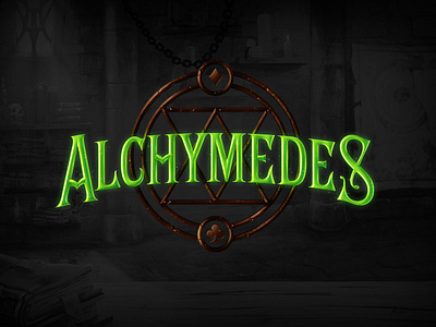 Alchymedes Online Slot Game Logo Design