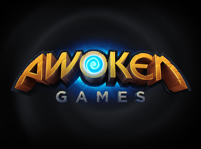 Awoken Games Logo Design branding design game logo hand drawn icon illustration lettering lettering art logo typography