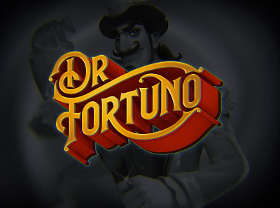 Dr Fortuno Slot Game Logo Design artdeco branding design game art game logo hand drawn illustration lettering art logo online game typography