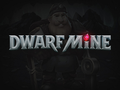 Dwarf Mine Online Slot Game Logo Design branding design game art game logo hand drawn illustration lettering art logo online game typography