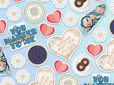 Sugar, Butter, Flour Sticker Set design illustration sticker