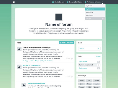 Zoorum - Social Forums css3 design development forum gradient html5 mobile opensans responsive startup webapp wordpress
