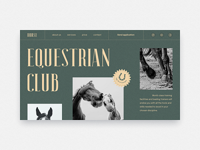 Equestrian Club beidge design green horse landing ui конный клуб