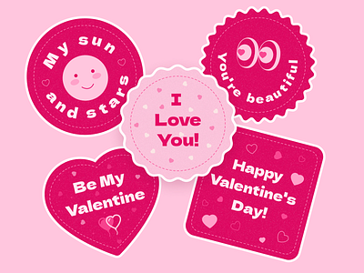 Valentine's Day stickers branding graphic design pink stickers valentines day