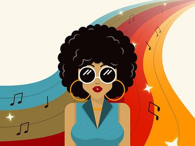 Disco Woman 70s dance disco flat funk funky illustration music vector vintage