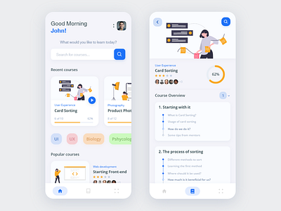 Educational Mobile Application app dribbble illustraion ui uidesign userexperience userinterface userinterfacedesign ux uxdesigner