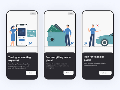 Personal Finance Mobile App- Onboarding Screens checkout credit card expenses finance finance app loans onboard onboarding onboarding screen onboarding screens onboarding ui personal finance transaction