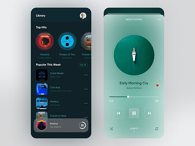 Music Player App UI Design album album art album cover library music music app music art music artwork music player music player app music player ui music poster musician play player playlist radio song sound ui