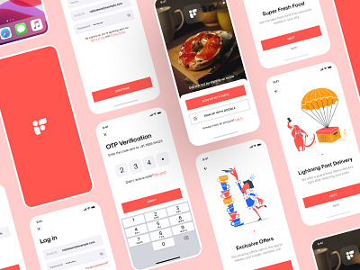 Foodcy Food Delivery - Onboarding Screens