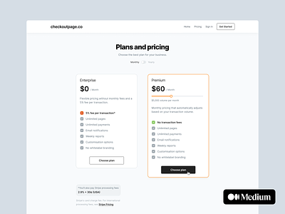 Redesigning a pricing page experience