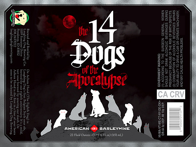 The 14 Dogs of the Apocalypse 22oz barleywine beer blood brew dogs label metallized packaging