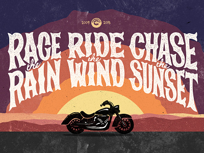 Ride the Wind, Chase the Sunset Motorcycle Poster Art colorado hand drawn honda lettering motorcycle mountains sunset