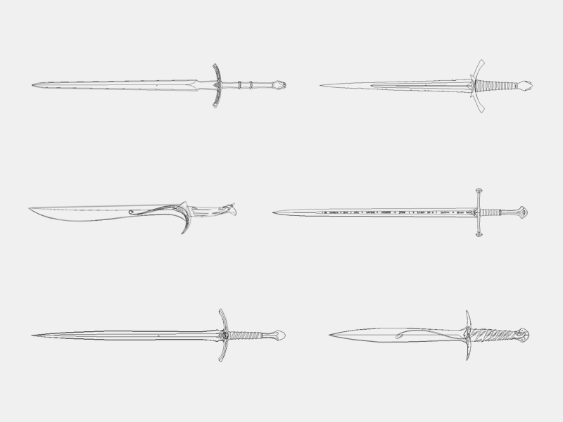 LOTR Swords Process illustration lord of the rings lotr sword vector