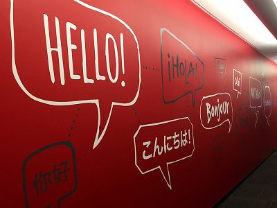 Datalogix Hello Wall hello languages lettering office typography vinyl