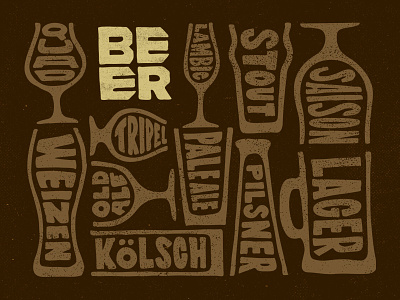 Beer Glassware Illustration Concept beer glassware hand drawn illustration lettering