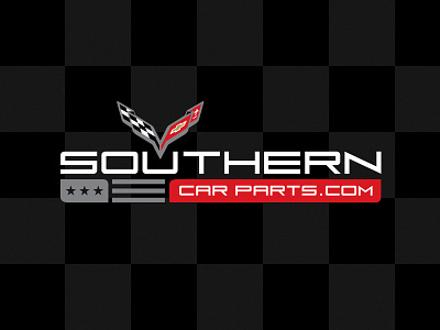 Southern Car Parts Logo american camaro cars corvette hot rod parts performance racing southern stars stripes