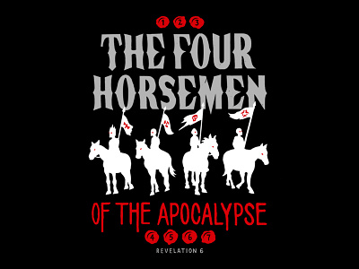The Four Horsemen of the Apocalypse bible black death illustration judgement lettering revelation