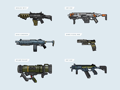 Titanfall 2 Weapons emoji gun illustration mech pilots rifle shooter titanfall xbox