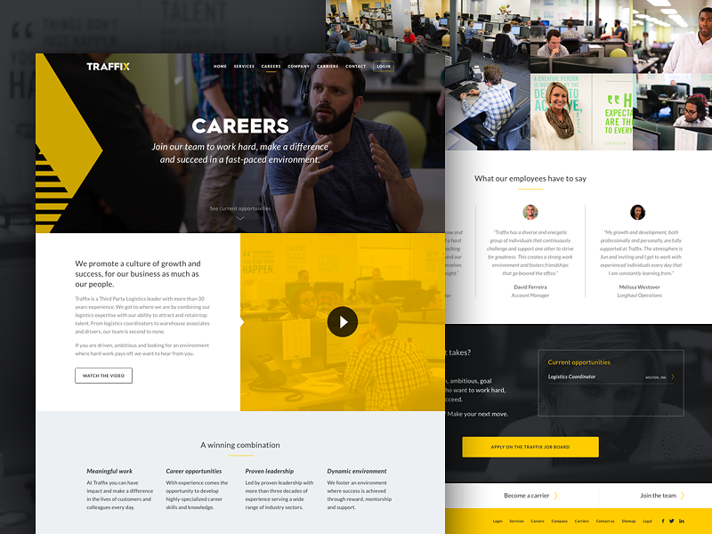 Traffix Careers Page business dark design grid layout photography team type ui ux web website