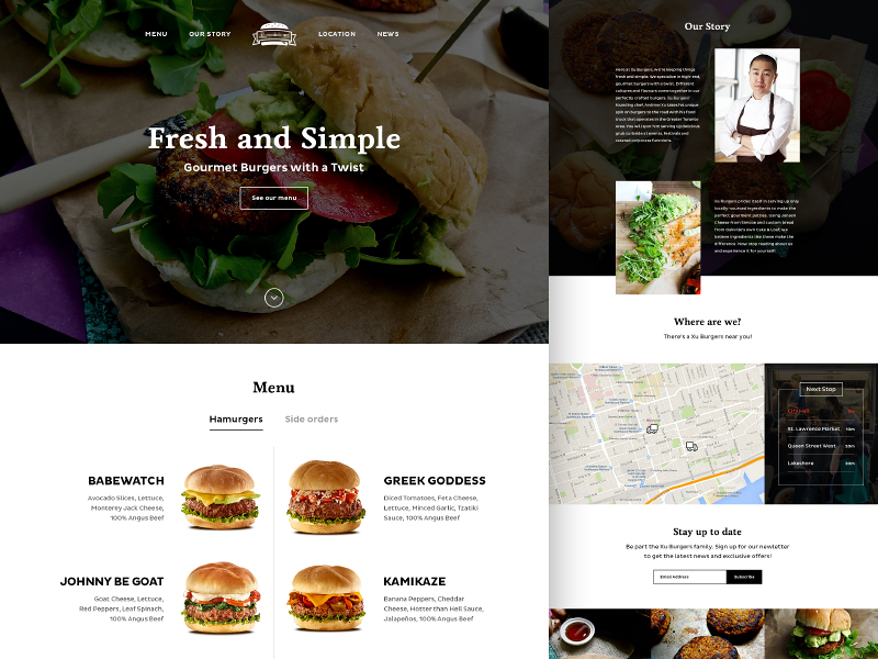 Burgers Food Truck Site dark design food grid landing layout photography type ui ux web website
