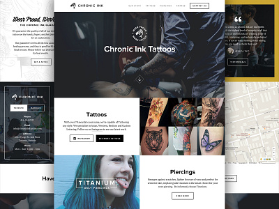 Chronic Ink Site dark design grid landing photography shop tattoo typography ui ux web website