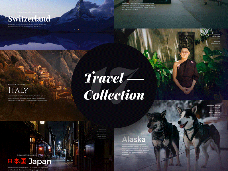 The Travel Collection design editorial gif home page landing page minimal photography travel type typography ui web